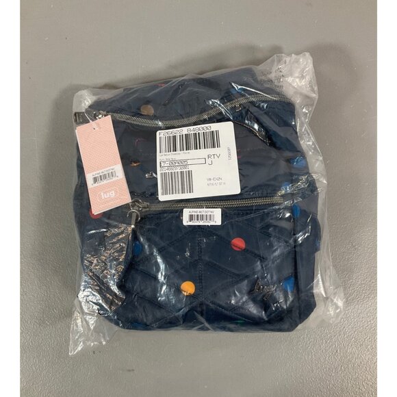 Lug Alpine Navy Quilted Medium Crossbody Bag with Multicolored Dots and Zipper C - Picture 1 of 9